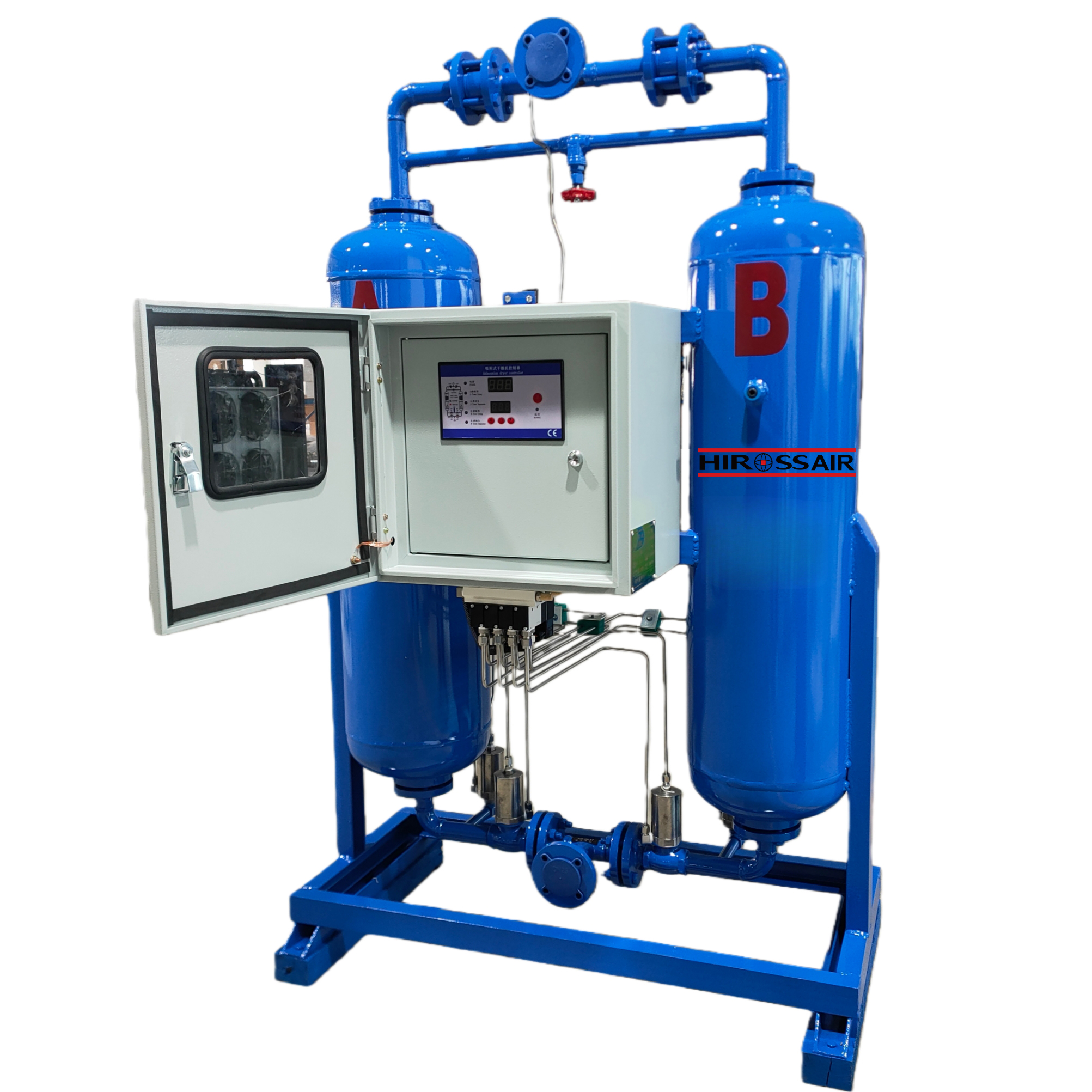 Waterproof HIROSS 3.8 Nm³/min Heatless Adsorption Dryer with PLC Control and Remote Monitoring System manufacture