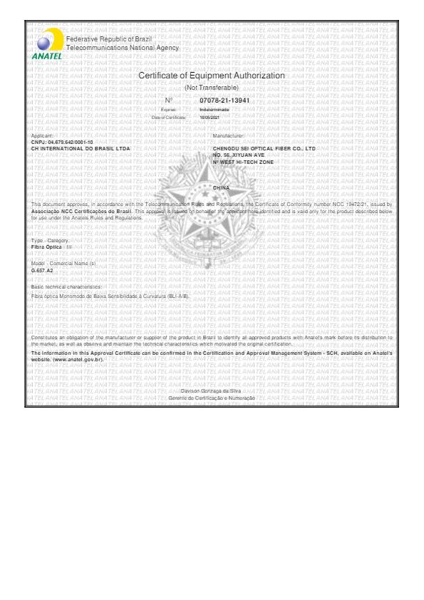 ANATEL CoH Certificado