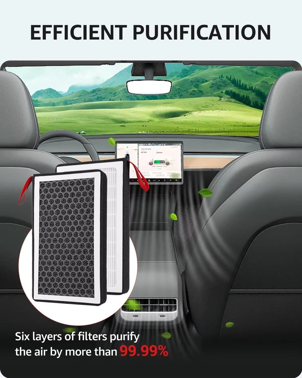 Customized Auto HEPA Cabin Air Filter Activated Carbon Filter 13x5x6 Inches New OEM Replacement for Tesla Model 3/Y2017-2026 manufacture