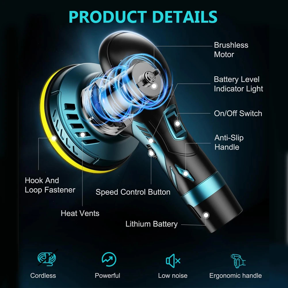 110-240V 5-Inch Industrial Grade Cordless Electric Polisher with Polishing Pad-General Purpose manufacture