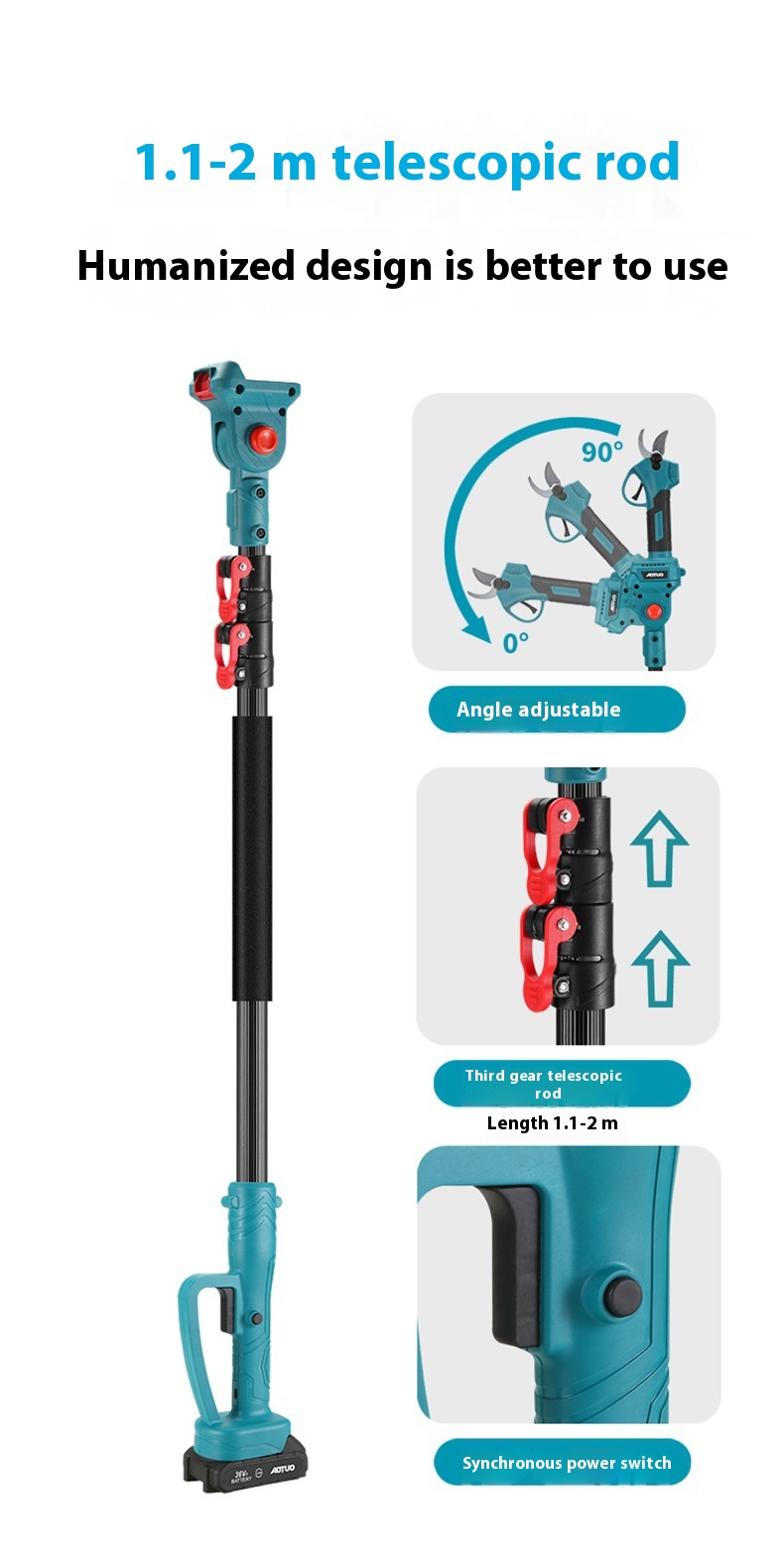 Electric Chain Saw Pruning Cutter Long Pole Chainsaw Garden Pruner Shears Plastic Metal Blade 36V Lithium Battery DIY Gardeners manufacture