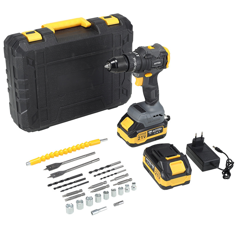 Brushless Electric Drill Impact Drill Rechargeable Lithium Battery 18-21V Two-Speed Adjustable Reversible Multi-Function factory