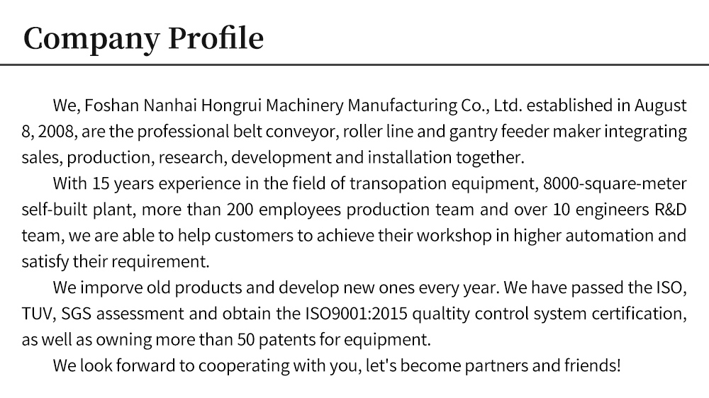 Hongrui Reliable 3 Tons Hydraulic Scissor Lift Table with Powered Roller Surface OEM with CE Certificate details