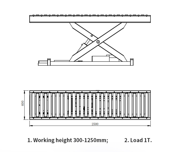Electric Portable Hydraulic Lift Table 1000kg Roller Table Lift Platform Lifter factory