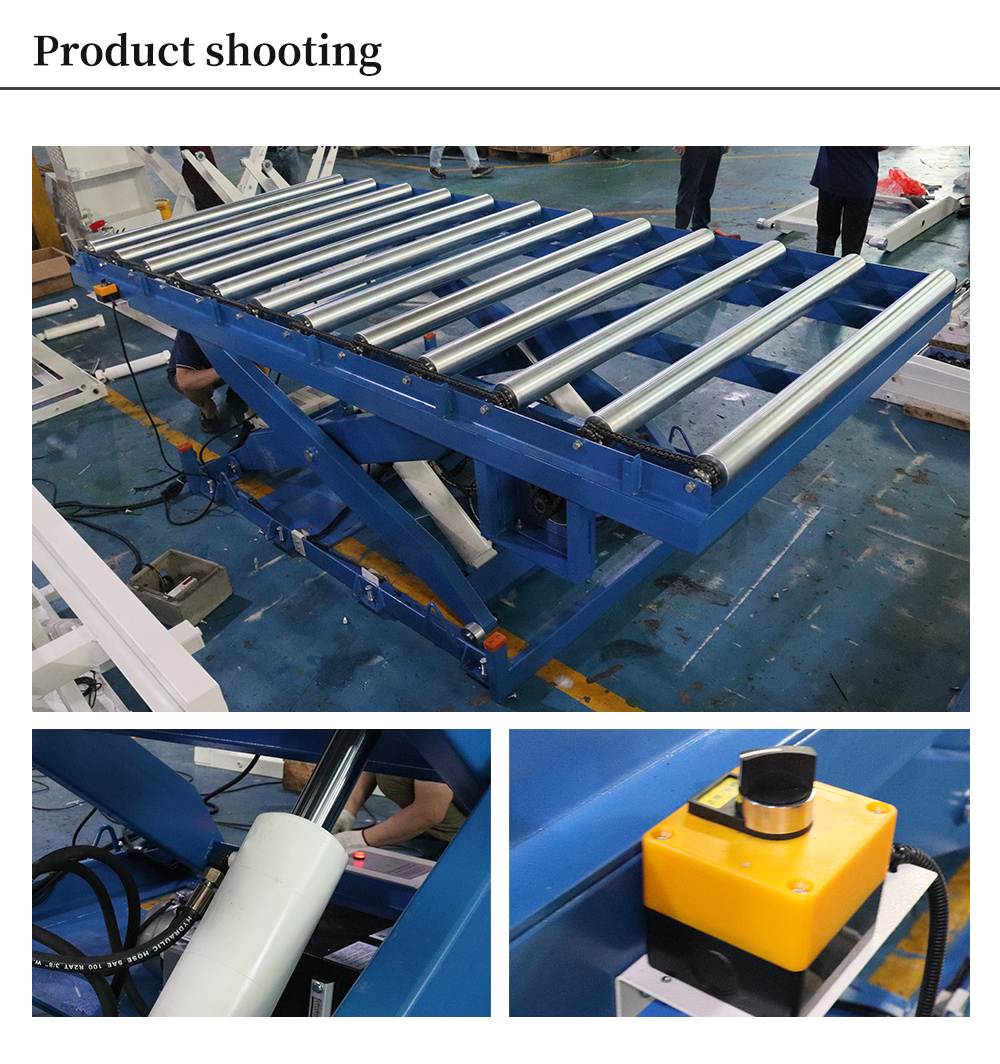 Hongrui Reliable 3 Tons Hydraulic Scissor Lift Table with Powered Roller Surface OEM with CE Certificate supplier