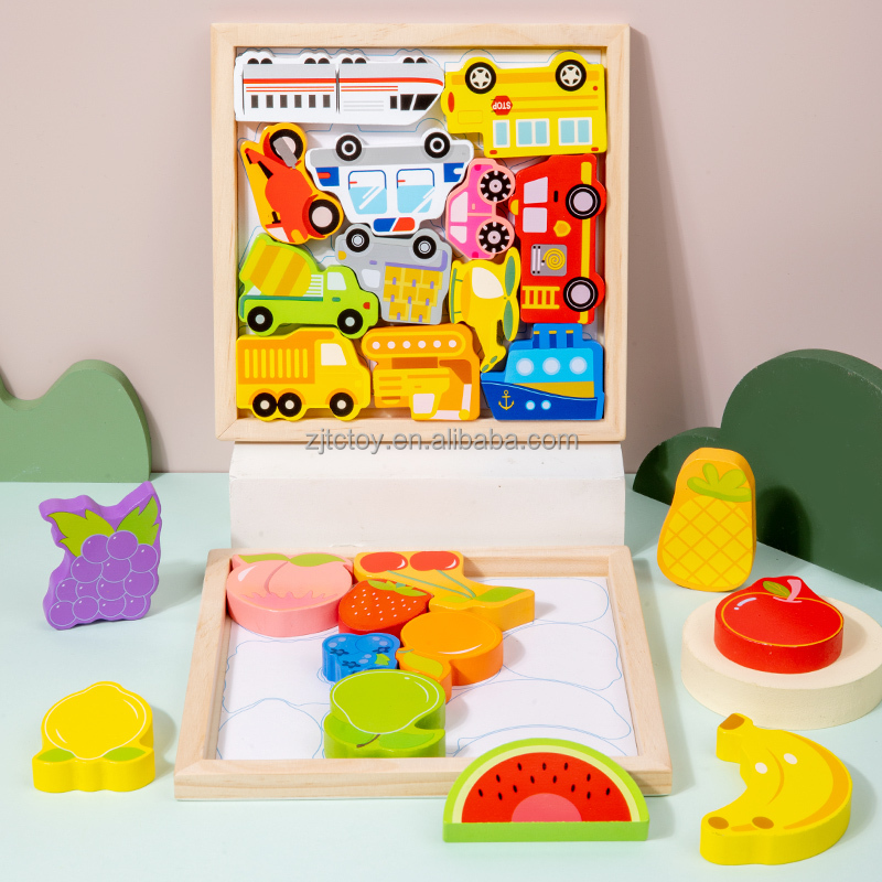 3D Wooden Puzzles Cartoon Animals Kids Cognitive Jigsaw Puzzle Wooden Toys for Children Baby Puzzle Toy Games manufacture
