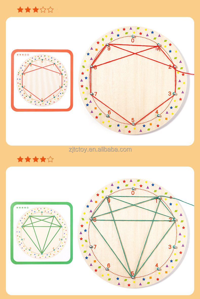 Montessori Creative Geometry Matching Toy for Kids Wooden Winding Patterns Nail Board Educational Sensory Preschool Learning factory