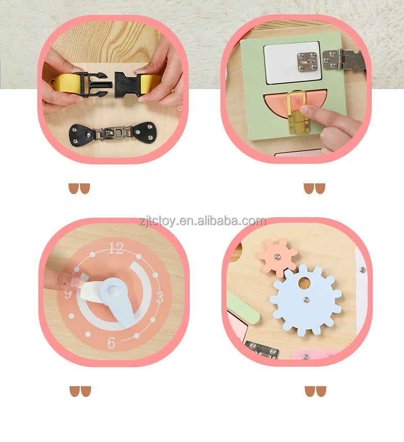 Kids Montessori Wooden Toys Life Skill Busy Board for Toddler Multifunctional Educational Busy Board manufacture
