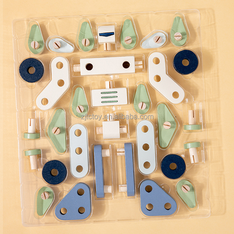 Children Wooden Assemble Building Robot Toys Early Educational Creative Building Blocks for Kids Montessori Puzzle Toys factory