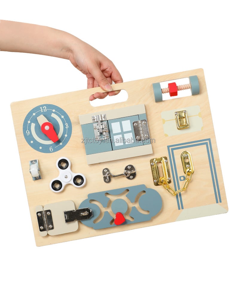 Kids Montessori Wooden Toys Life Skill Busy Board for Toddler Multifunctional Educational Busy Board details