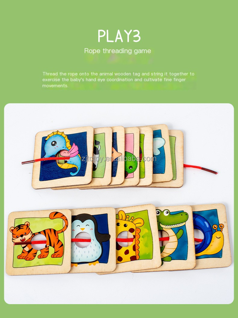 Early Preschool Educational Learning Puzzle Toy Wooden Animal Pattern Cognition Matching Jigsaw Puzzle supplier