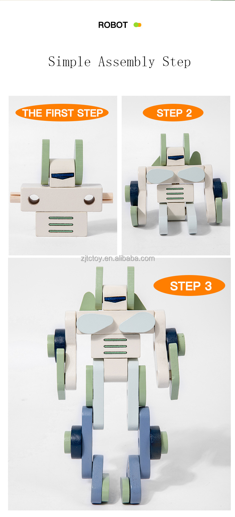 Children Wooden Assemble Building Robot Toys Early Educational Creative Building Blocks for Kids Montessori Puzzle Toys factory