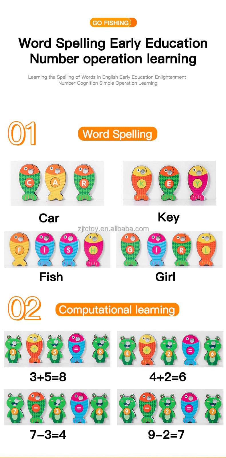 Montessori Wooden Fishing Game Magnetic Letters and Numbers Early Educational Cognition Toy for Kindergarten Kids supplier