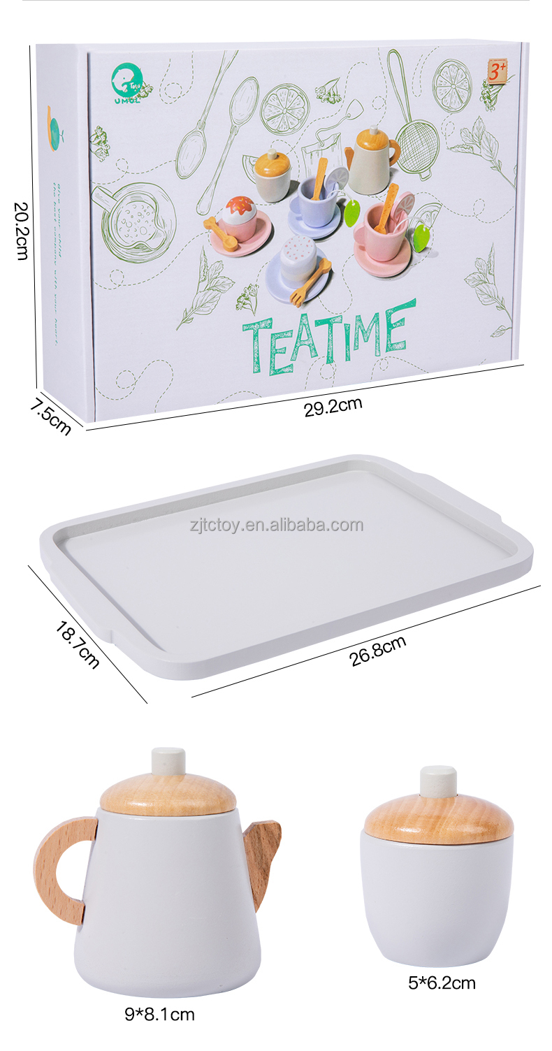 Unisex Wooden Kitchen Role Play Toy Set Afternoon Tea Dessert Simulation New Wholesale Tea Set for Kids Kitchen & Food Toys factory