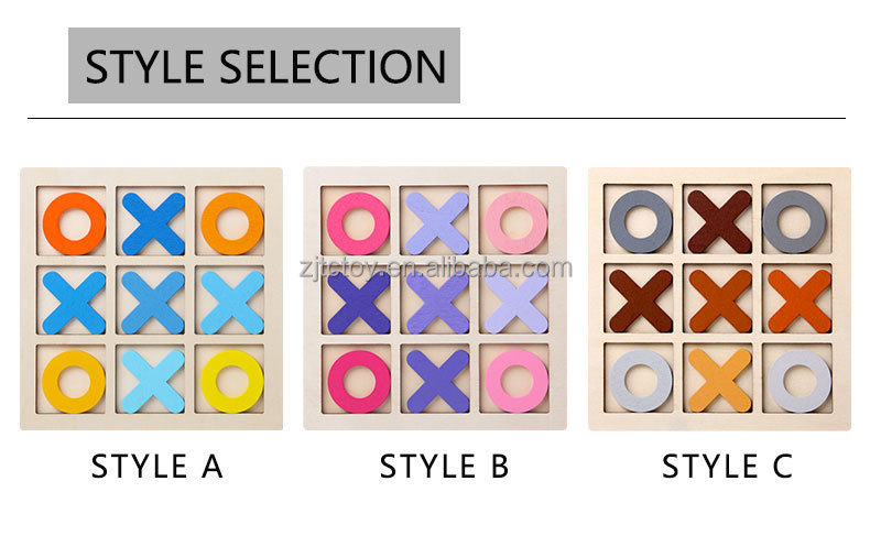 Classic Toy Kids Toys Wooden Tic Tac Toe Game Board Educational Toys Wooden XO Chess With Two Player details
