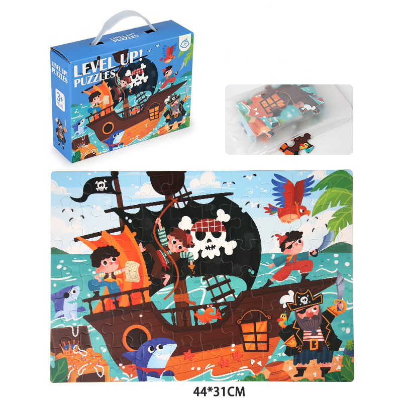 Cartoon 60pcs Level Up Puzzles Game Kids Early Education Animal Jigsaw Puzzle Toy Paper For kindergarten baby 3 to 6 years old factory