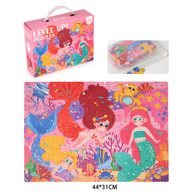 Cartoon 60pcs Level Up Puzzles Game Kids Early Education Animal Jigsaw Puzzle Toy Paper For kindergarten baby 3 to 6 years old details