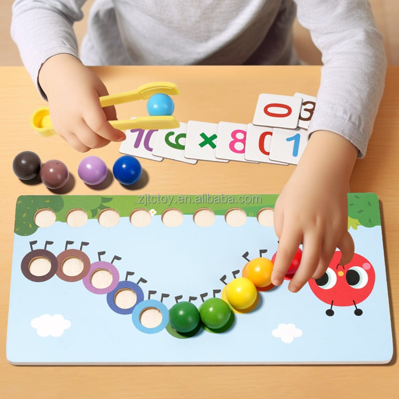 Montessori Clip Bead Math Toys Kids Fine Motor Training Color Matching Caterpillar Number Learning Educational Toys supplier