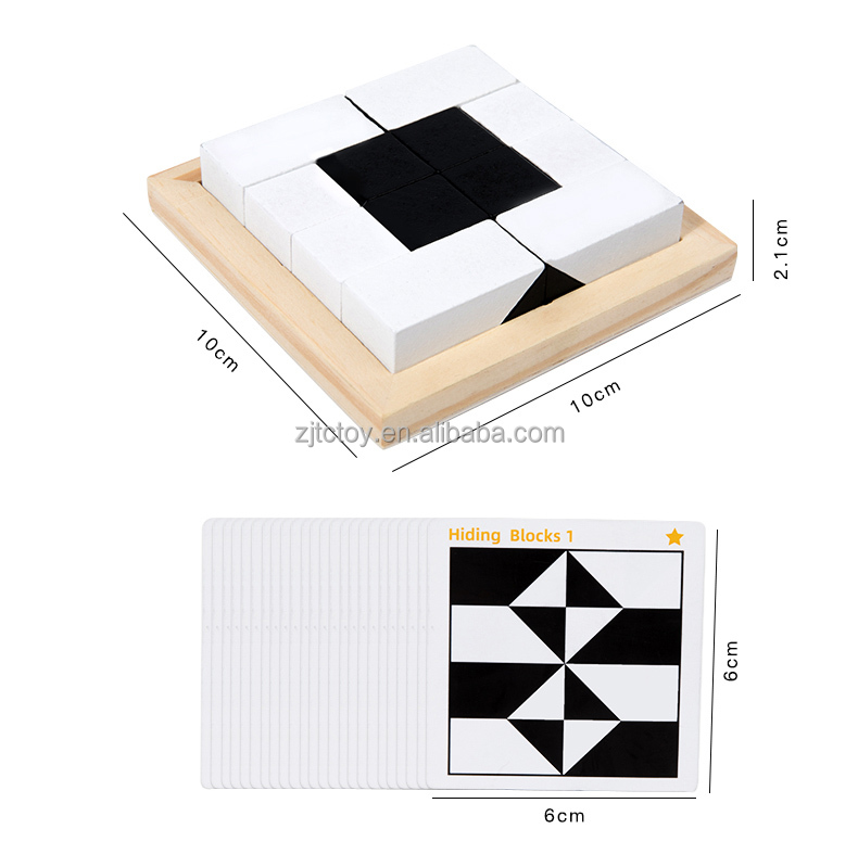 Wooden Blocks Puzzle Geometric Brain Teasers Jigsaw Puzzle Hidden Building Blocks Educational Gift for Kids Girls and Boys details