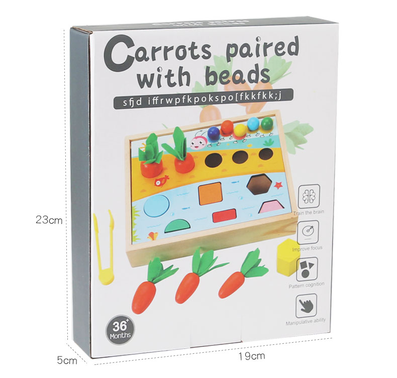 2024 New Products Wood Radish Pairing Clip Beads Toy Color Cognition Card Montessori Educational Toy For Kids Boys Girls manufacture