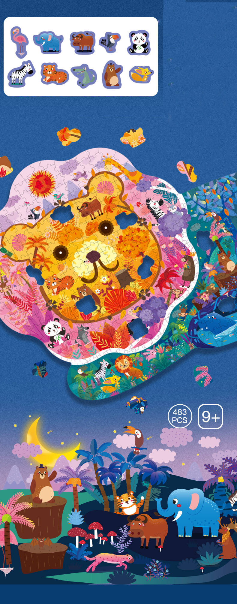 Colorful Dinosaur Dolphin Lion 3D Animal Special-Shaped Custom Wood Jigsaw Puzzle Educational Creative Learning Gift Kids Toys details