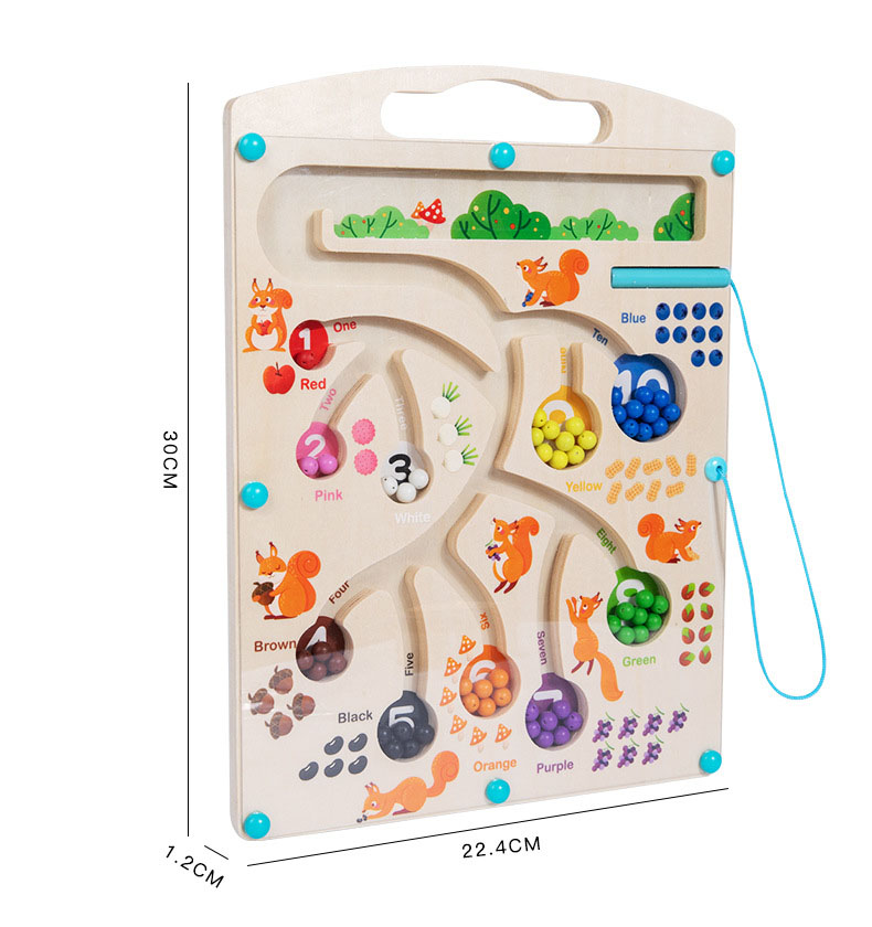 Hot New Montessori Wooden Maze Bead Puzzle Cute Color and Number Magnetic Game for Teaching and Learning supplier
