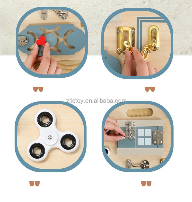 Kids Montessori Wooden Toys Life Skill Busy Board for Toddler Multifunctional Educational Busy Board details