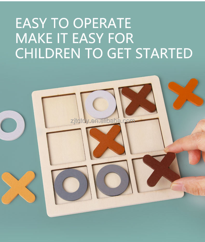 Classic Toy Kids Toys Wooden Tic Tac Toe Game Board Educational Toys Wooden XO Chess With Two Player factory