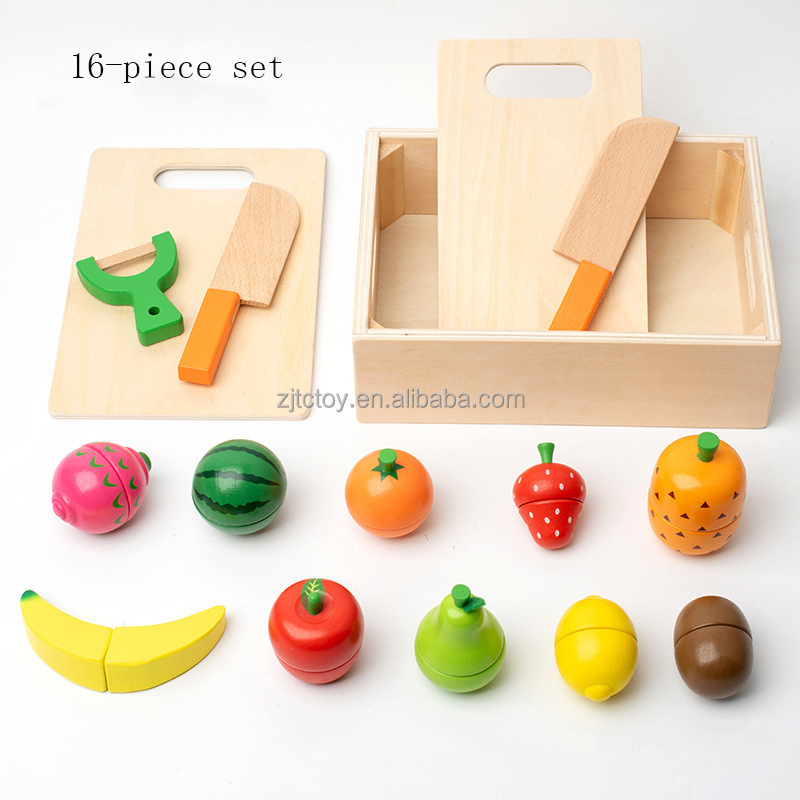 Magnetic Wood Cutting Fruit Vegetables Food Toys Building Blocks Wooden Pretend Play Simulation Kitchen Toys details
