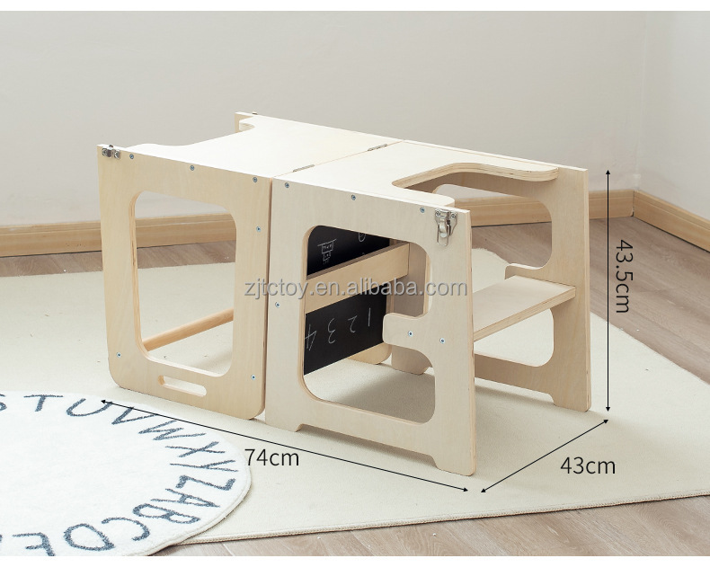 Toddler Learning Tower Kitchen Stool Helper Foldable Baby Wooden Montessori Learning Tower For Kids supplier