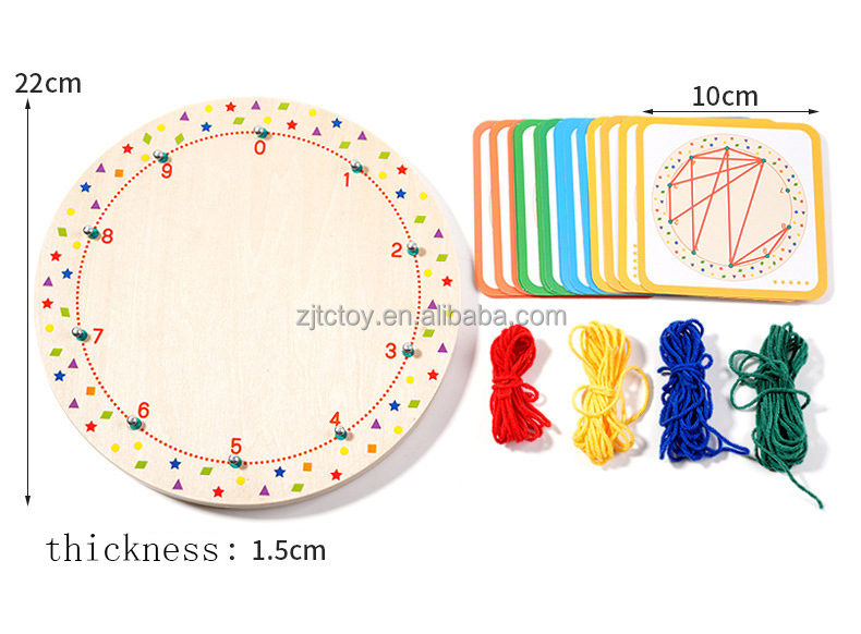 Montessori Creative Geometry Matching Toy for Kids Wooden Winding Patterns Nail Board Educational Sensory Preschool Learning supplier