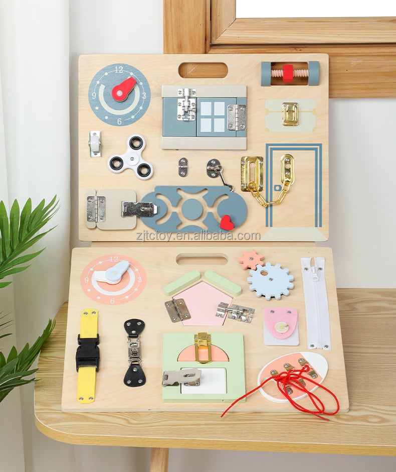 Kids Montessori Wooden Toys Life Skill Busy Board for Toddler Multifunctional Educational Busy Board supplier