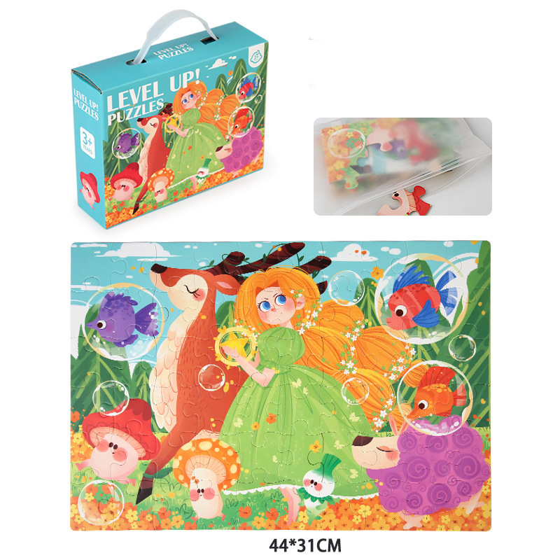 Cartoon 60pcs Level Up Puzzles Game Kids Early Education Animal Jigsaw Puzzle Toy Paper For kindergarten baby 3 to 6 years old manufacture