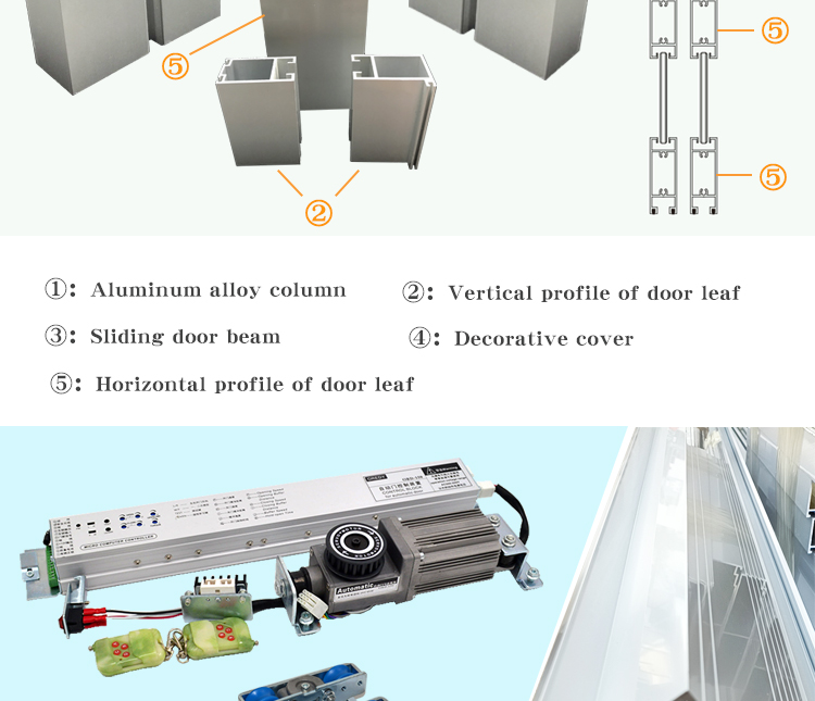 New 2023 commercial entrance aluminum frame automatic sensor glass sliding door system with tempered glass factory