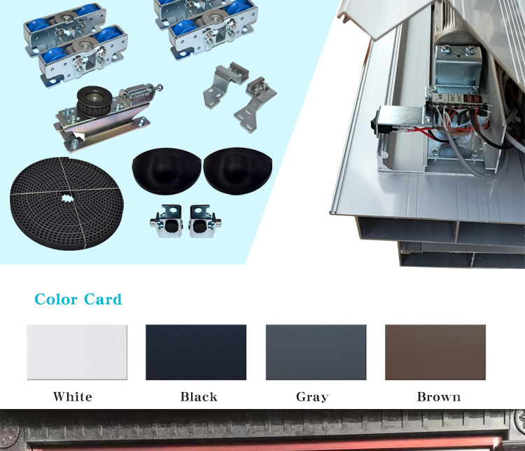 New 2023 commercial entrance aluminum frame automatic sensor glass sliding door system with tempered glass details