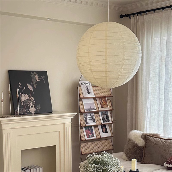 Experience the beauty of simplicity with a minimalist rice paper ceiling light design.