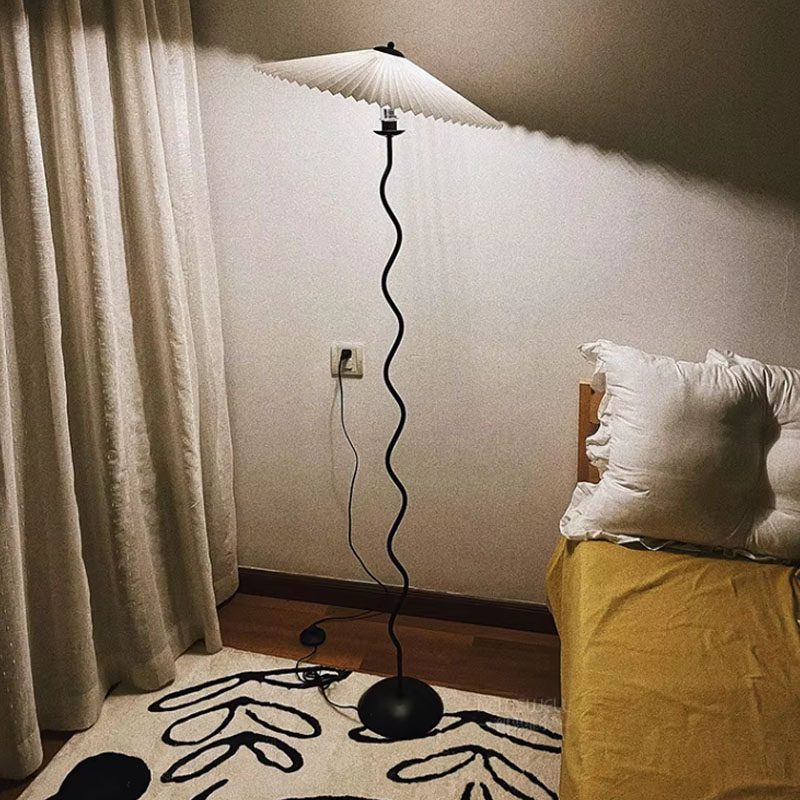 white pleated standing floor lamp-0