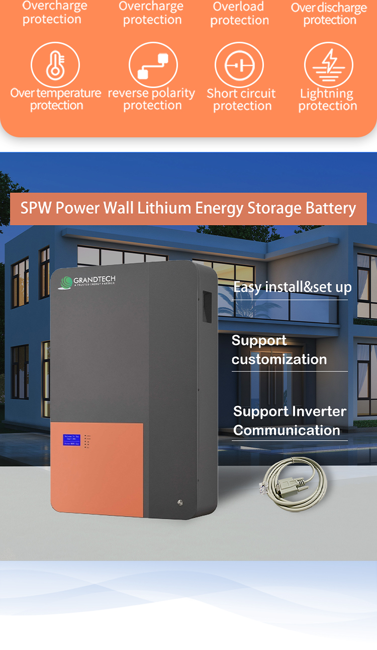 Grandtech solor Lithium Battery 4.8KWH Power wall battery Lifepo4 Power Wall Lithium Energy Storage Battery wall mounted details