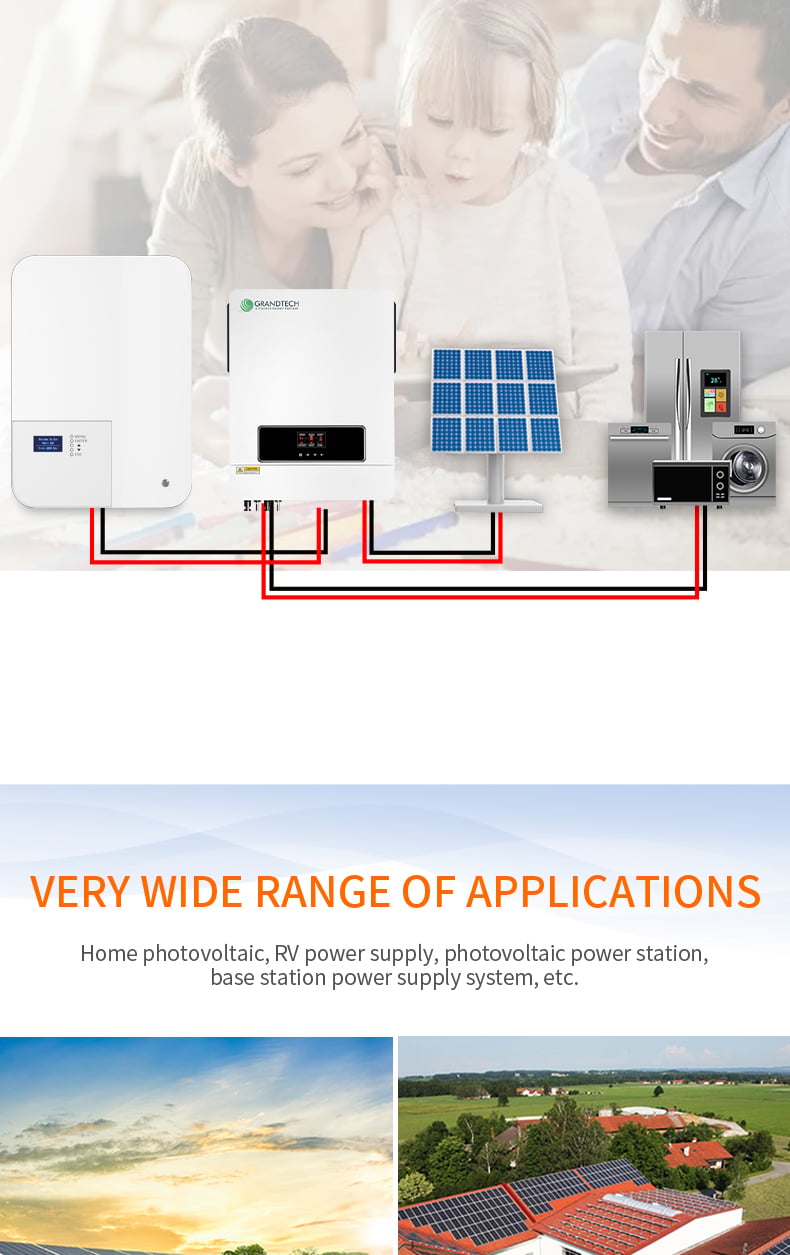 Grandtech 4500W 24V Hybrid Inverter MPPT 230V Pure Sine Wave Solar Inverter 220V Hybrid Solar Inverter For Solar System factory