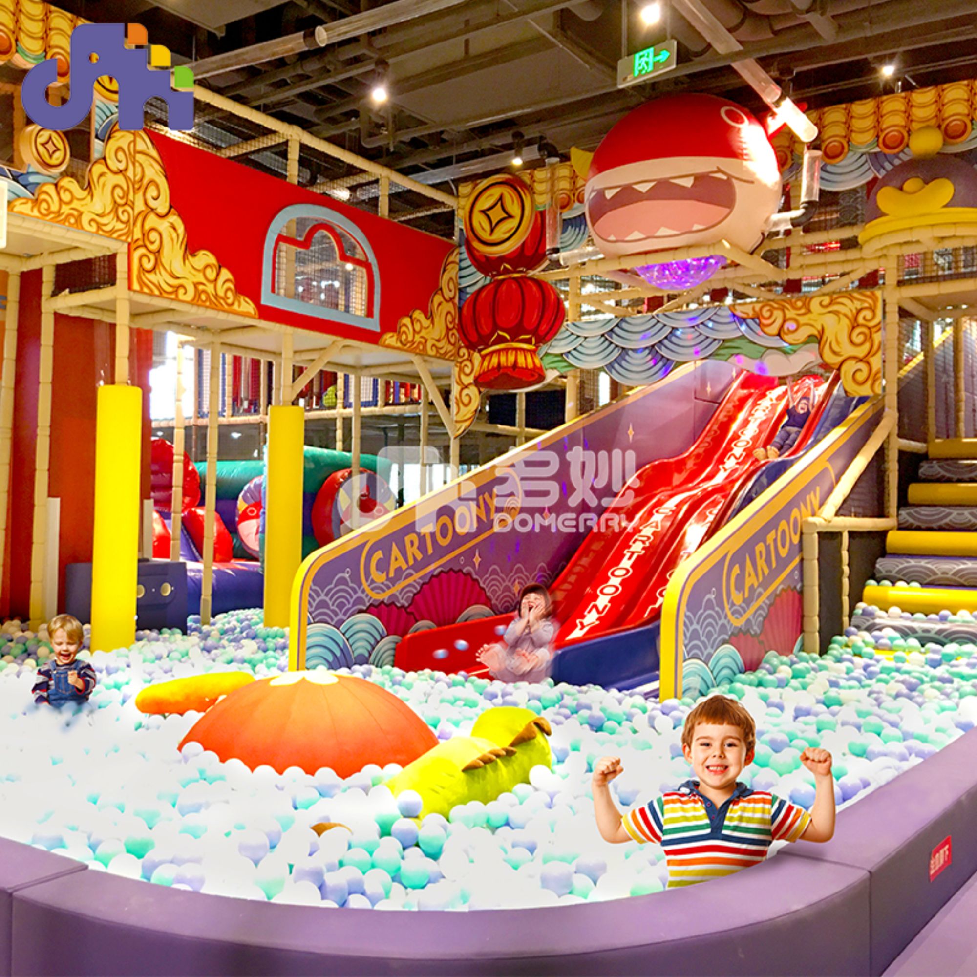 Domerry custom theme kids indoor slide playground play set equipment ball pool playhouse