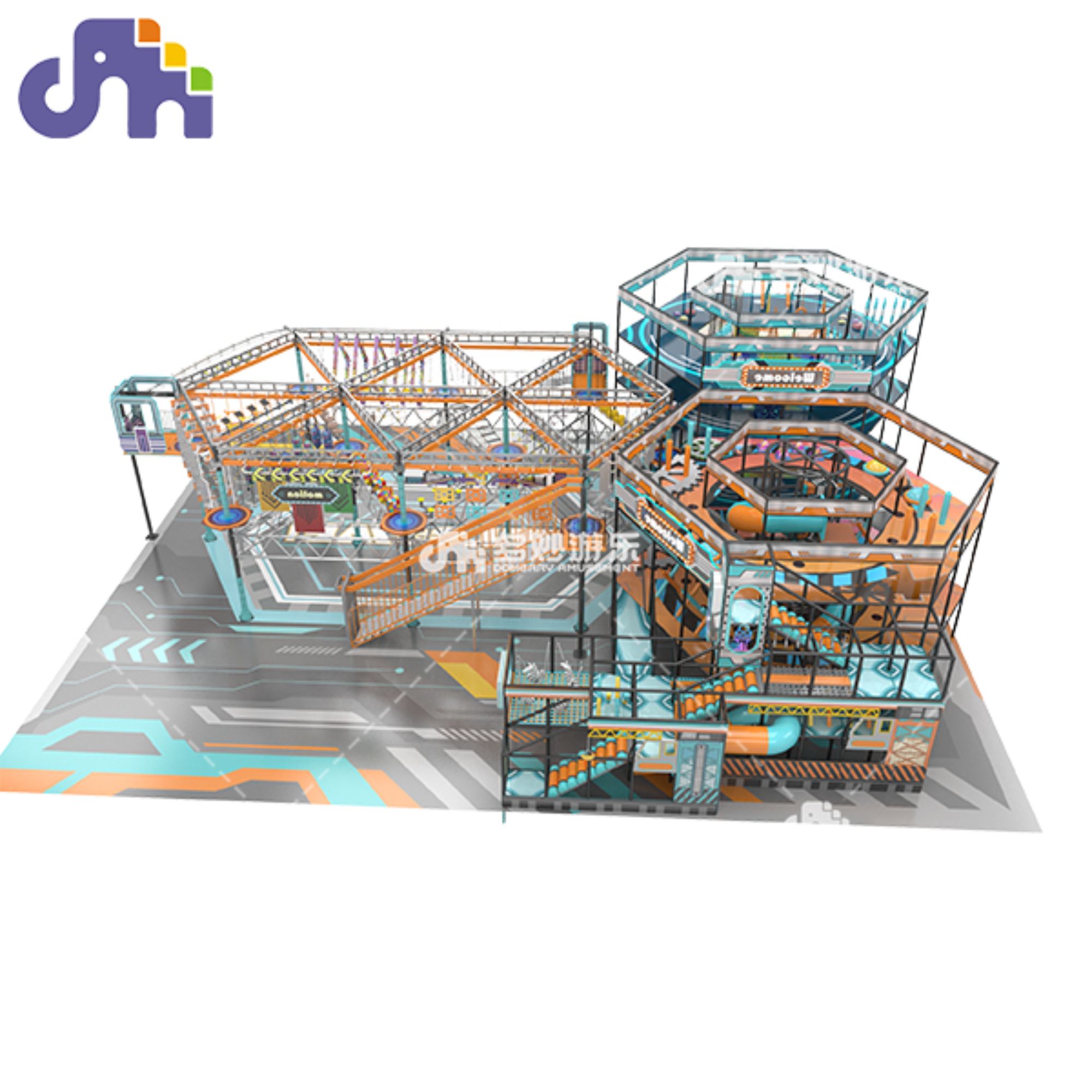 Domerry amusement equipment rope course set playground indoor kids adventure park