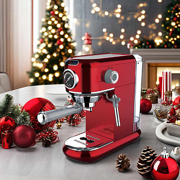 Erlebe die Bequemlichkeit einer programmierbaren roten Kaffeemaschine.