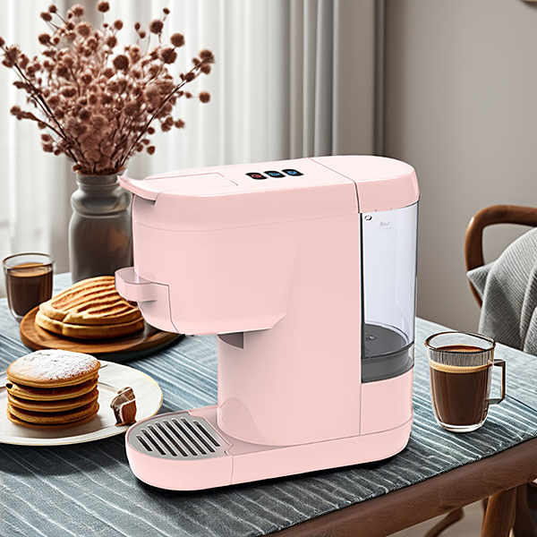 Get your caffeine fix with a cute, pink coffee machine".