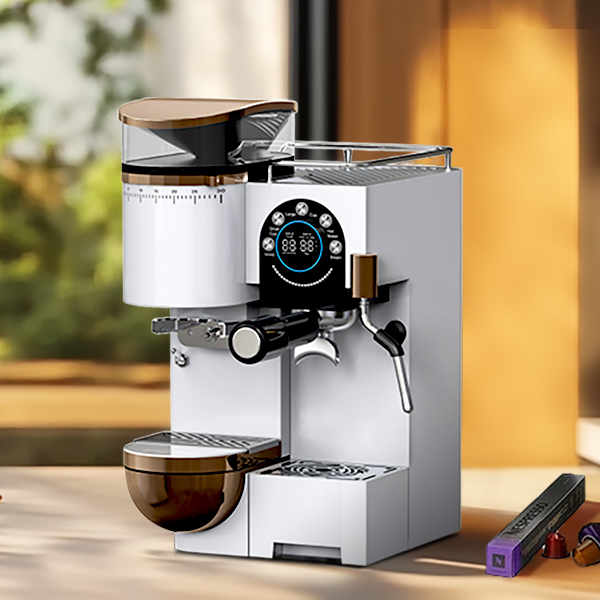 Kombinacja maszyny Nespresso i frotera mlecznego