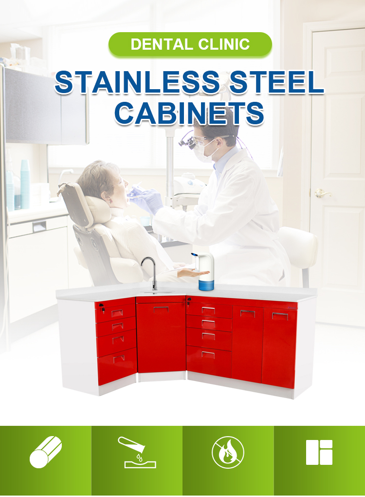 Furniture dental Customized medical furniture dental corner cabinet with soft-close doors and drawers factory