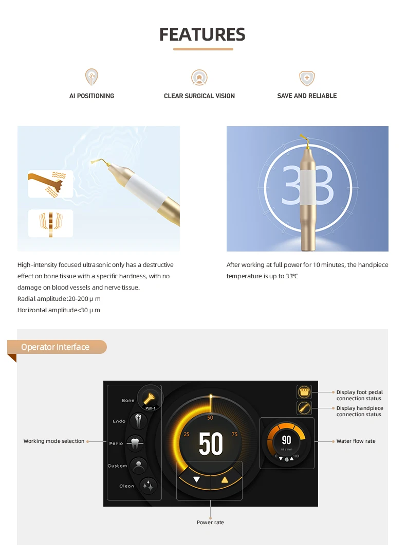 Dental Micro Power Bone Cutting Machine Portable Bone Cutting Surgery Unit ultrasonic surgery unit factory