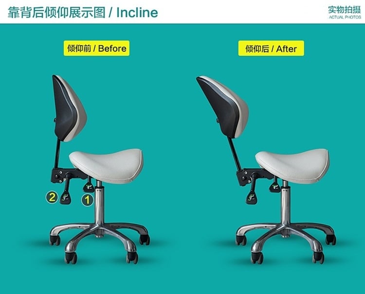 Dental Steel Dentist Saddle Stool dental assistant stool leather cushion stool details