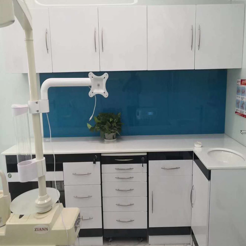 Customized medical furniture Dental clinic medical furniture wall mounted storage cabinet with soft-close doors details