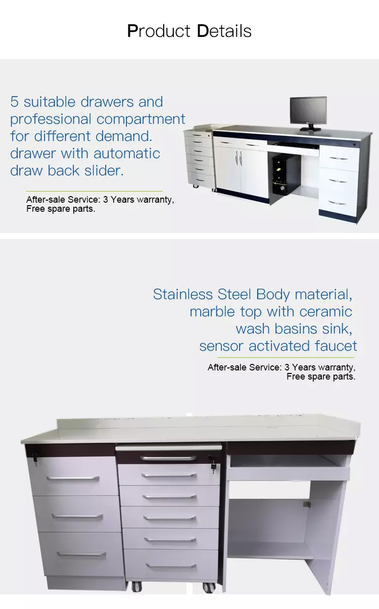 Furniture dental Customized medical furniture Stainless Steel Body Marble Top dental furniture cabinet factory