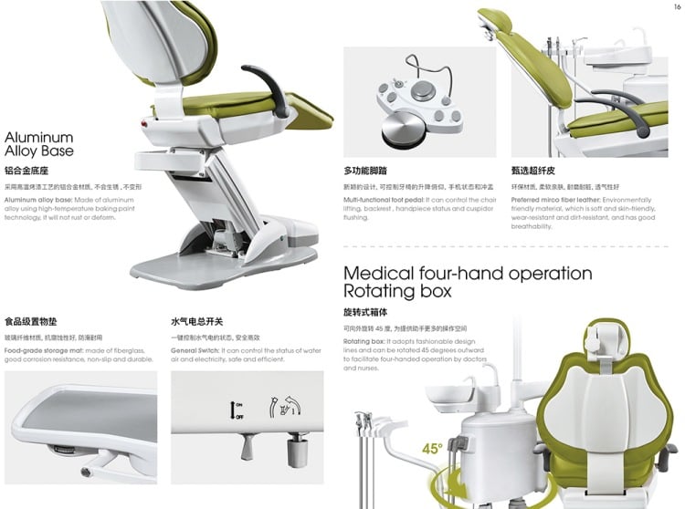 3 Ergonomics Four-hand Operation Dental Unit Chair manufacture